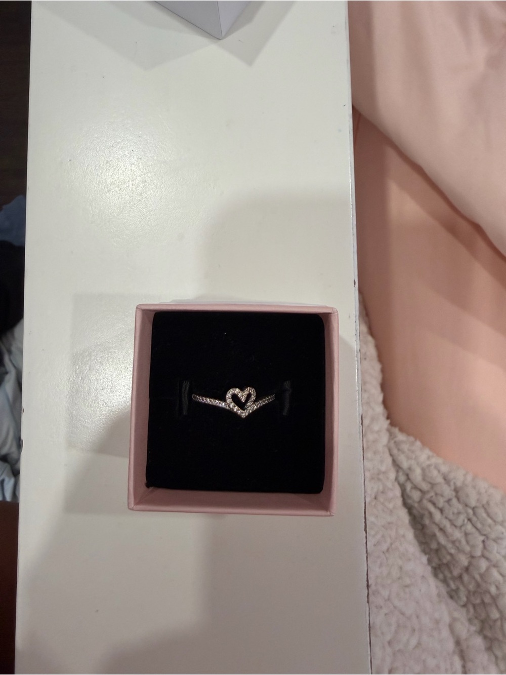 Pandora Pink Heart Pavé Ring in Silver Tone